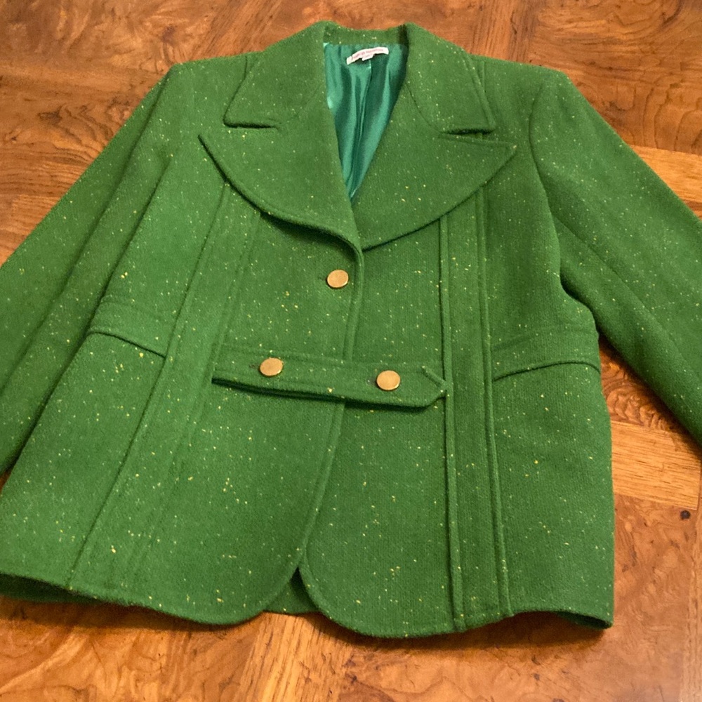 Frances Valentine Green Blazer with Gold Accents size M